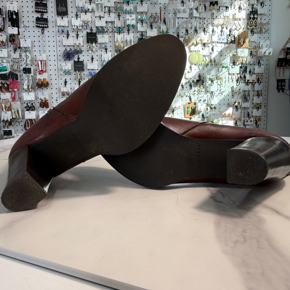 Cole Haan Chestnut Leather Heeled Boots - Picture 5 of 8